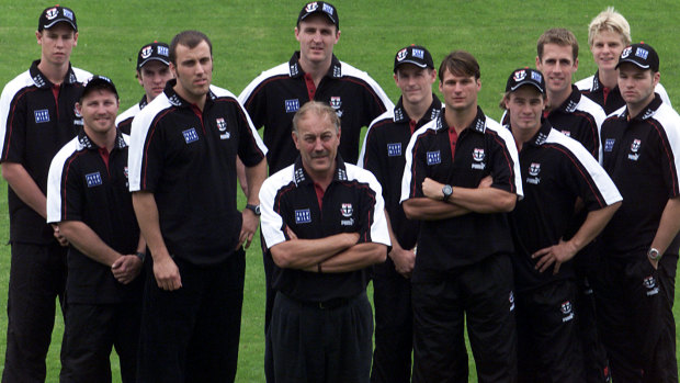 Malcolm Blight and St Kilda's new players and coaches in 2001.