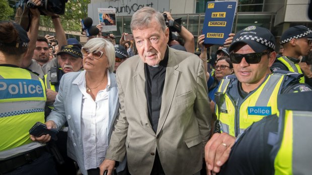 George Pell leaves the County Court last month, the day before he was taken into custody.