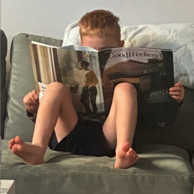 Home schooling must  be going well, as Max has upgraded his reading.
