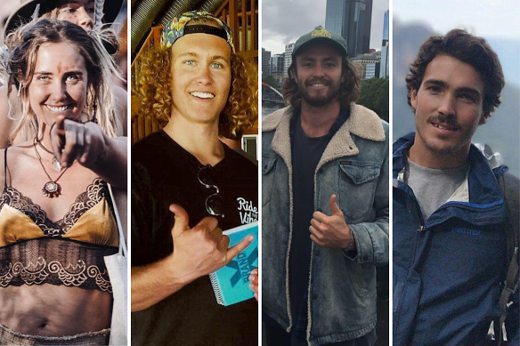 Surfers: Steph Weisse, Jordan Short, Elliot Foote and Will Teagle.