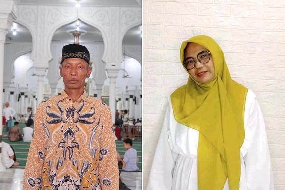 The parents of missing Indonesian Fivan Satria, Musa and Erlisda. 