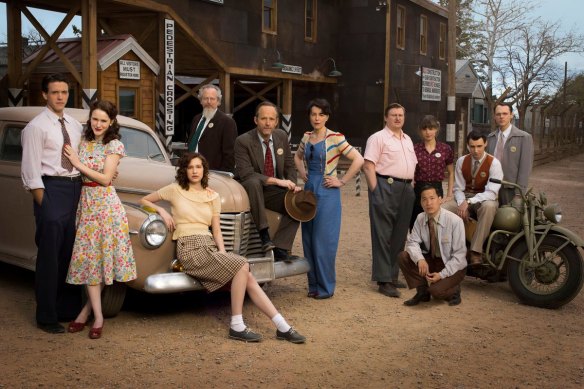 Manhattan, starring Australian Ashley Zukerman (left), is set in the remote town of Los Alamos, New Mexico during WWII.