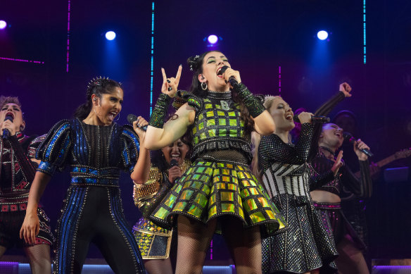 Kala Gare as Anne Boleyn in <i>SIX The Musical</i>.