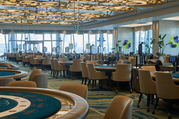 A peek inside Crown Barangaroo's main gaming floor, the Crystal Room.