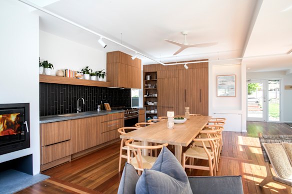 Open-plan kitchen, dining and living at Ushka’s.