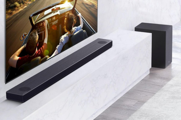 Long though it may be the soundbar is quite flat, so it should sit under your TV without obscuring it.
