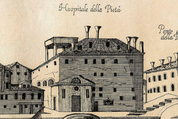 An engraving of the Ospedale della Pieta in Venice.