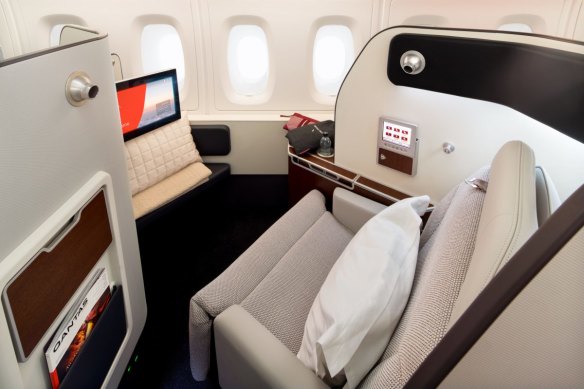 First class on board a Qantas Airbus A380.