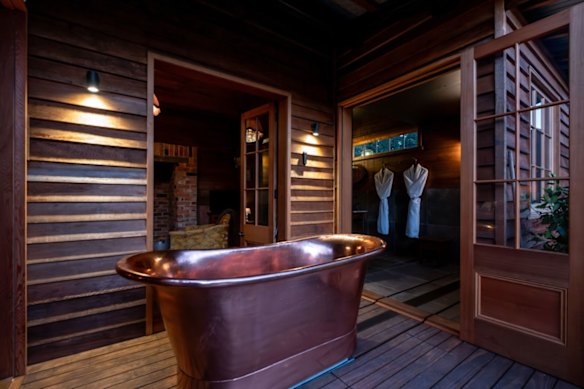 Soak up the serenity in a stunning copper bathtub, courtesy of Maud’s Cottage. 