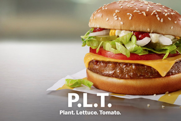 McDonald's PLT - or plant, lettuce and tomato - burger.