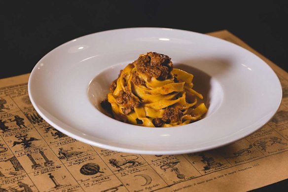 The must-order tagliatelle with ragu at Osteria del Cappello, Bologna.