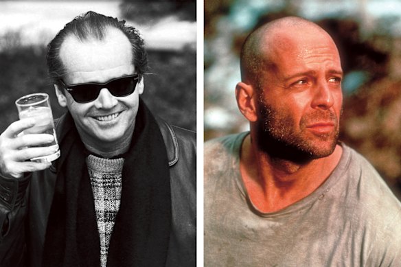 Hair loss didn’t affect the ability of Hollywood actors such as Jack Nicholson (at left) and Bruce Willis (at right) to play romantic leads.