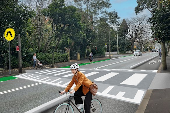 An artist’s impression of the permanent Bridge Road cycleway, due for completion in early 2026.