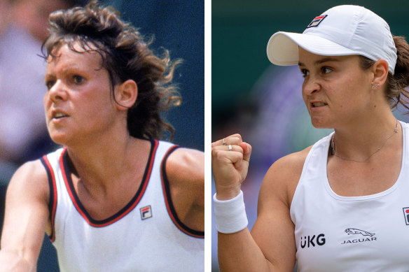 Barty (right) is looking to emulate Evonne Goolagong Cawley’s Wimbledon heroics.