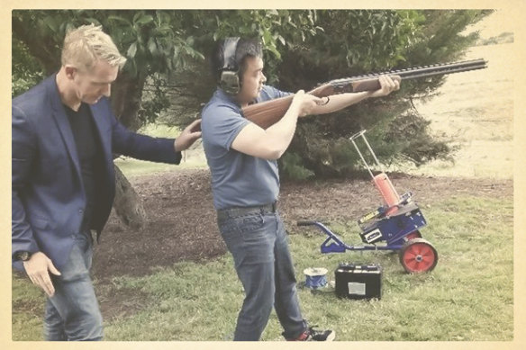 Victorian police officer Greg Leather and a client shooting at a property in Murrindindi owned by Crown junket operator Tom Zhou.