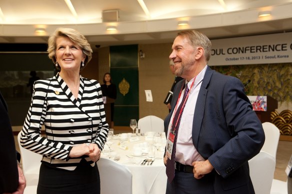 Former US cyber diplomat Chris Painter with then foreign minister Julie Bishop in 2013.