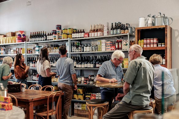 Inside pocket-sized provedore, cafe and bottle shop Project 49.