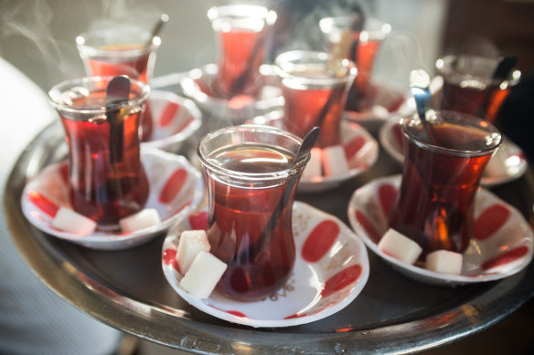 The ubiquitous tea … Turks are said to drink between 15 and 20 glasses a day.