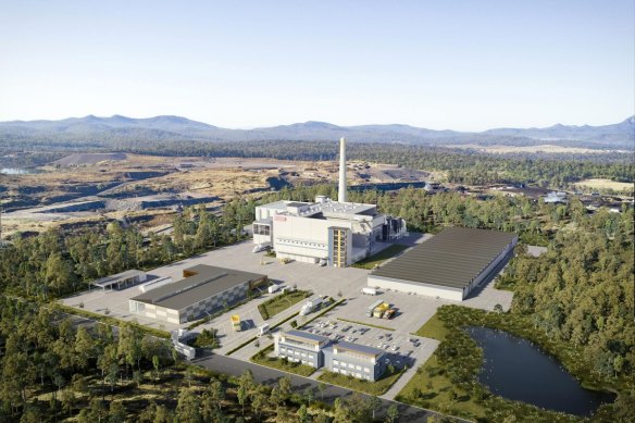 An artist’s impression of Remondis’s proposed “energy from waste” facility at Swanbank, Ipswich. 