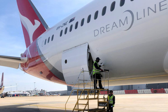 Protective equipment for medical staff, including masks and gloves, has been flown from Europe to Australia on a special Qantas fight from London.