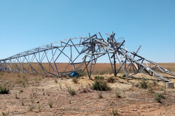 One of the downed transmission towers.