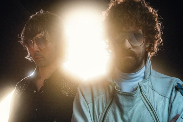 French duo Justice, featuring Xavier de Rosnay and Gaspard Augé.