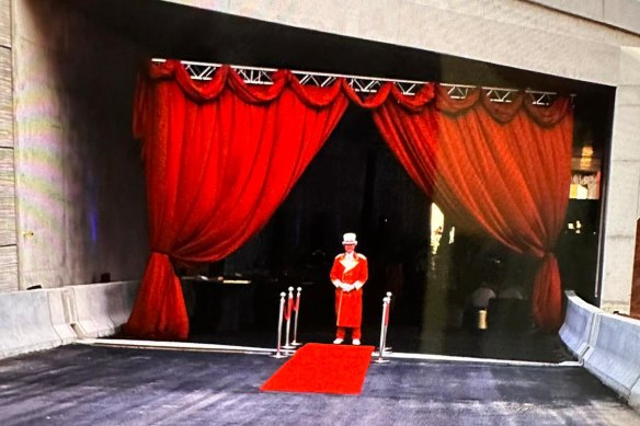 The entrance to the party held in one of the underpasses for the new Sydney Gateway motorway.