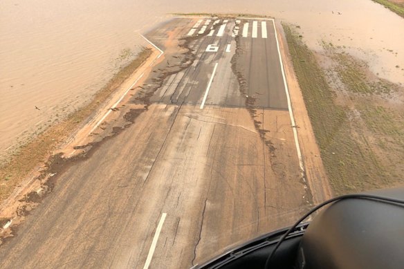 Fitzroy Crossing Airport at the height of the floods.