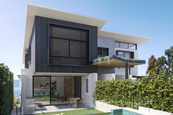 The off-the-plan home will be one of two duplexes built on the 803-square metre block.