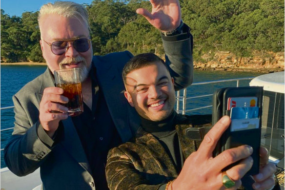 Kyle Sandilands and Guy Sebastian at Kyle’s 50th birthday bash.