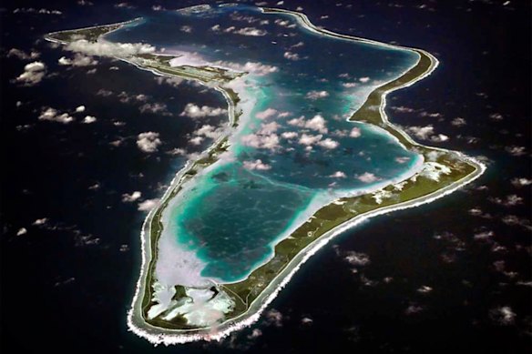 An aerial view of Diego Garcia, a key US-UK base in the Indian Ocean.