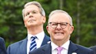 United States Secretary of the Treasury Scott Bessent and Prime Minister Anthony Albanese at the G7.