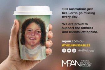 The Missing Persons Advocacy Network recently put Lorrin Whitehead's likeness on a coffee cup as part of a campaign to raise awareness.
