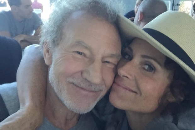 Minnie Driver shared this photo of her with the late Patrick Stewart.