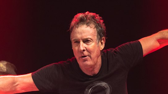 Rob Hirst on stage with Midnight Oil earlier this year. The band will play it’s last shows this month.