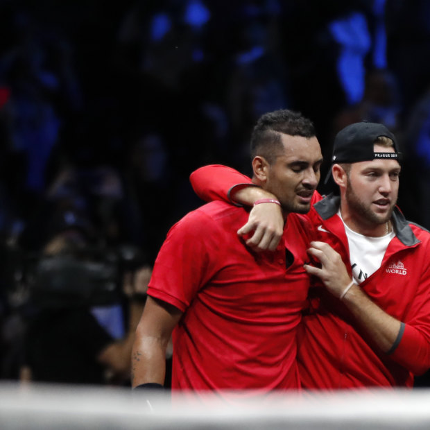 Nick Kyrgios and Jack Sock during last year's Laver Cup.