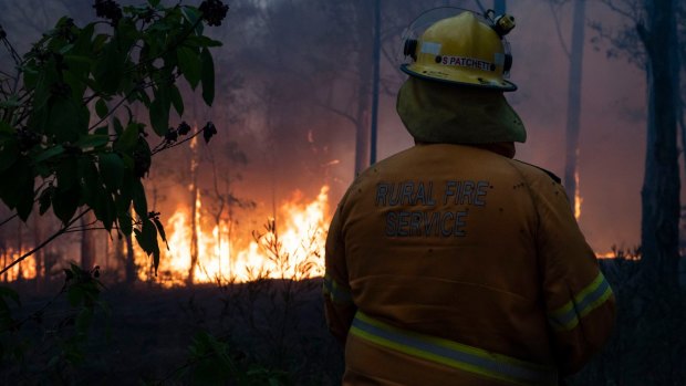 The Pechey bushfire, north-east of Toowoomba, where at least five homes are feared lost.