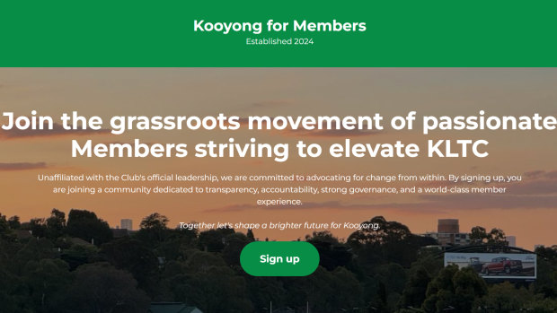 The landing page for the newly-launched Kooyong for Members website.