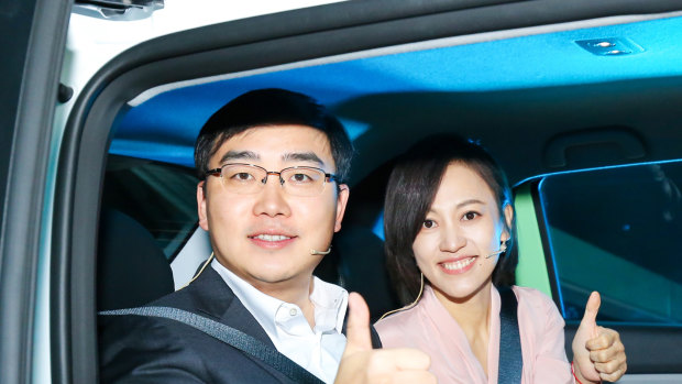 Cheng Wei, left, and Jean Liu, the president and chief executive of DiDi. The ride-hailing company is among a number of tech giants being targeted by the Chinese government. 