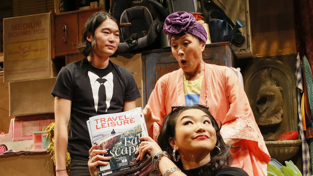 Charles Wu, Diana Lin and Michele Lim Davidson in Benjamin Law's Torch The Place.