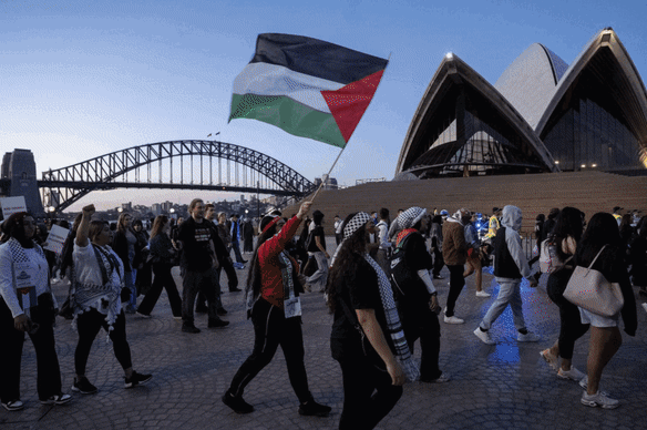 A pro-Palestinian protest was held last year on the steps of the Opera House.