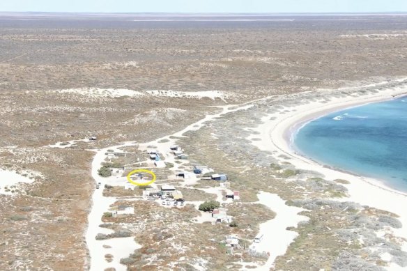The location of Cleo Smith’s family tent at the Quobba Blowholes camping site.
