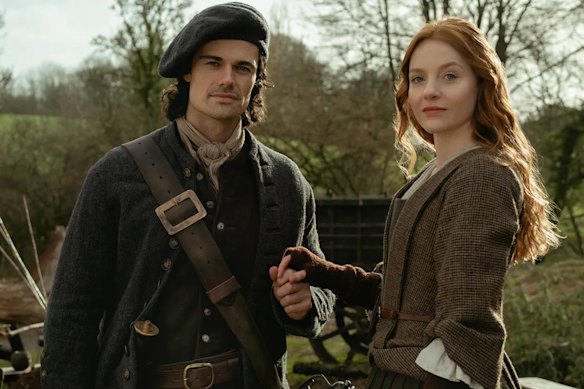 Brian Fraser (Jamie Roy) and Ellen MacKenzie (Harriet Slater) in Outlander prequel Blood of my Blood.