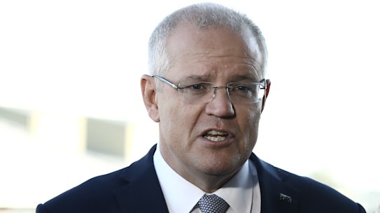 Prime Minister Scott Morrison in the marginal Sydney seat of Lindsay on Monday.