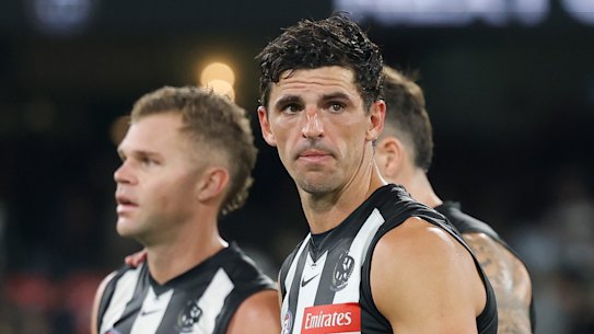Scott Pendlebury after the Magpies’ loss to the Crows at the MCG.
