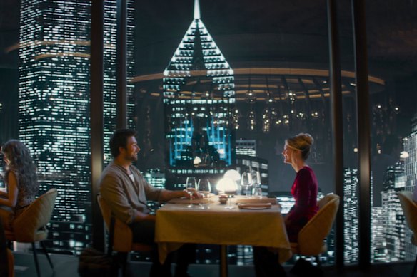 Brandon Sklenar and Meghann Fahy in Drop.