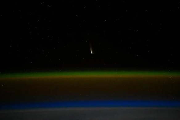 Comet 2023 A3 captured from the International Space Station.
