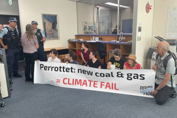 Protesters have entered Dominic Perrottet’s electorate office in Epping.