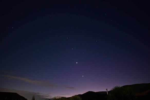 Saturn, Mars, Venus and Jupiter in a straight line, seen from Richmond, near Nelson in New Zealand this week.