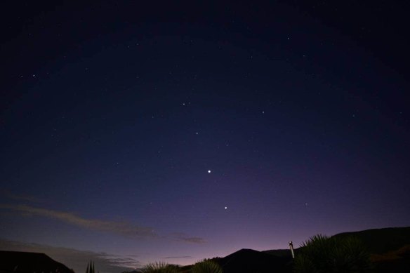 Saturn, Mars, Venus and Jupiter in a straight line, seen from Richmond, near Nelson in New Zealand this week.